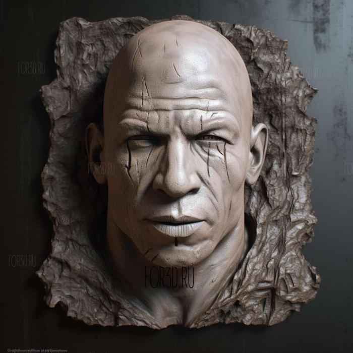 Vin Diesel head 3 stl model for CNC